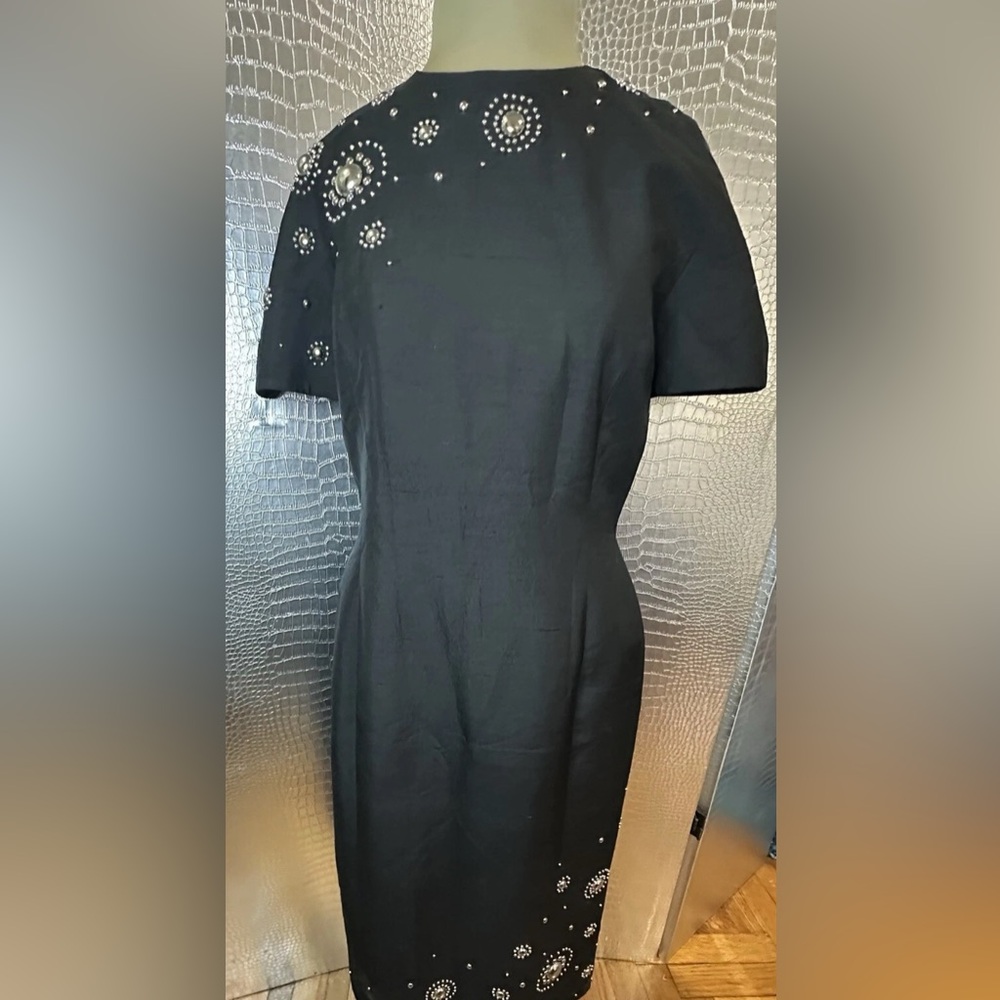 Constance Saunders For Richard Warren Vintage Black Art Deco Dress Size 4